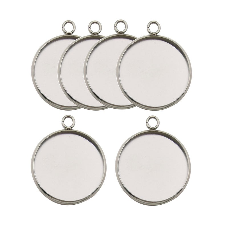 WOCRAFT 20 Pcs Fit 25mm Stainless Steel Round Blank Bezel Pendant Trays Base Cabochon Settings Charms for Jewelry Making (10167-25mm-20pcs) - Image 1